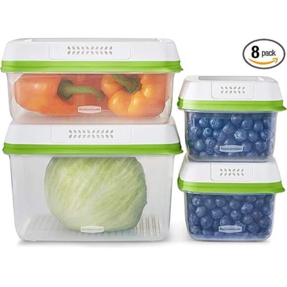 FreshWorks Produce Saver, Medium and Large Storage Containers, 8-Piece Set - Picture 7 of 7